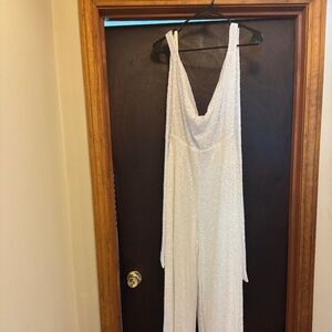 Showpo white sparkly jumpsuit